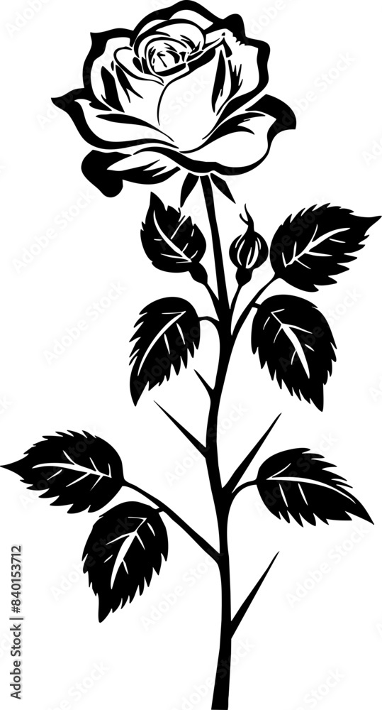 Obraz premium Rose Flower Vector Silhouette