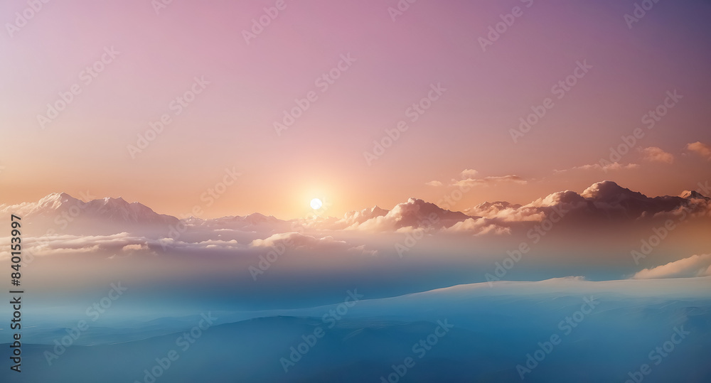 Obraz premium Mountains in the Clouds at Sunset