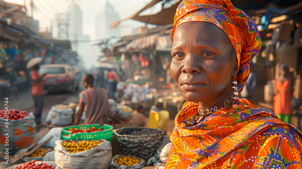 An elderly South African woman with a colorful headscarf and traditional jewelry An elderly South African woman with a colorful headscarf and traditional jewelry