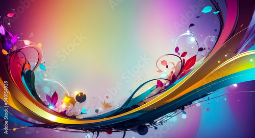Abstract colorful background with floral elements