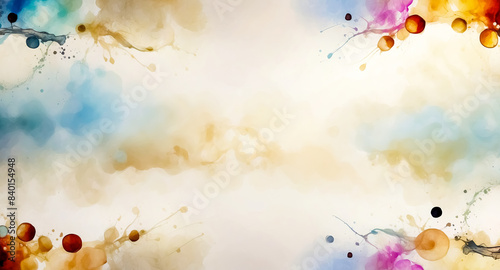 Abstract Watercolor Background with Colorful Splashes and Circles © Rysak