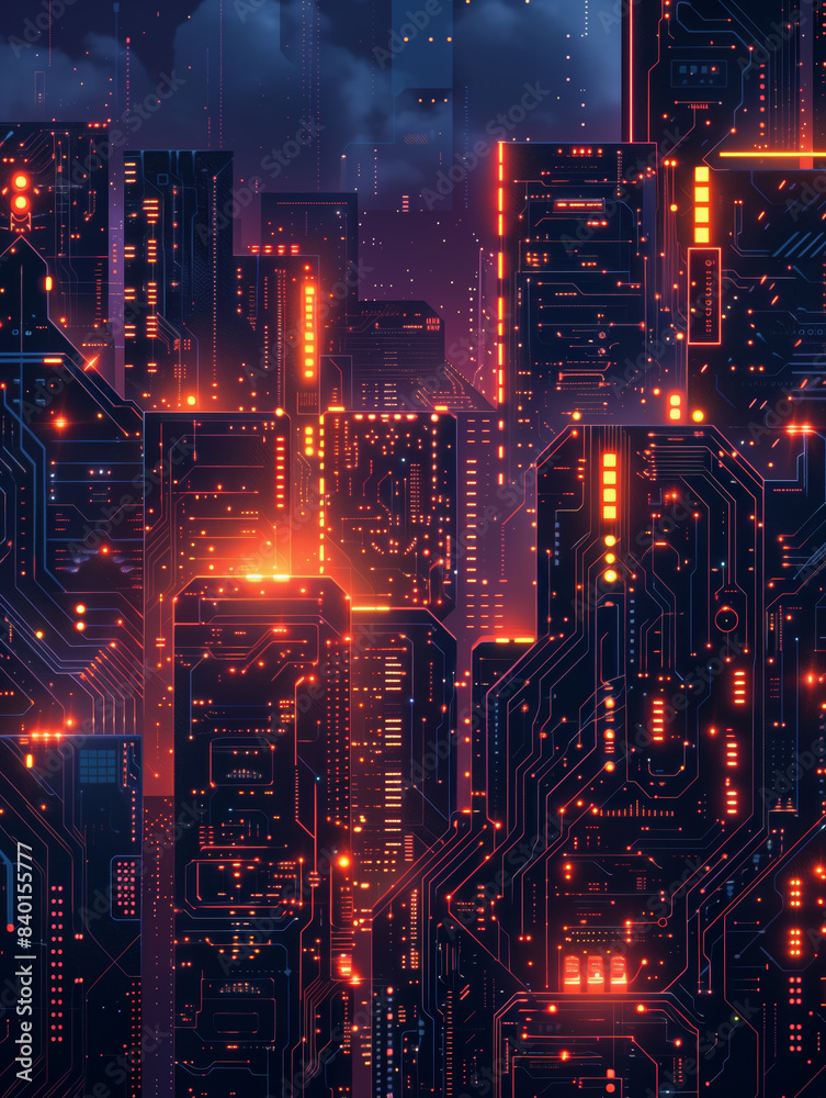Future city skyline panorama. Abstract metaverse cyberpunk city background Future city skyline panorama. Abstract metaverse cyberpunk city background