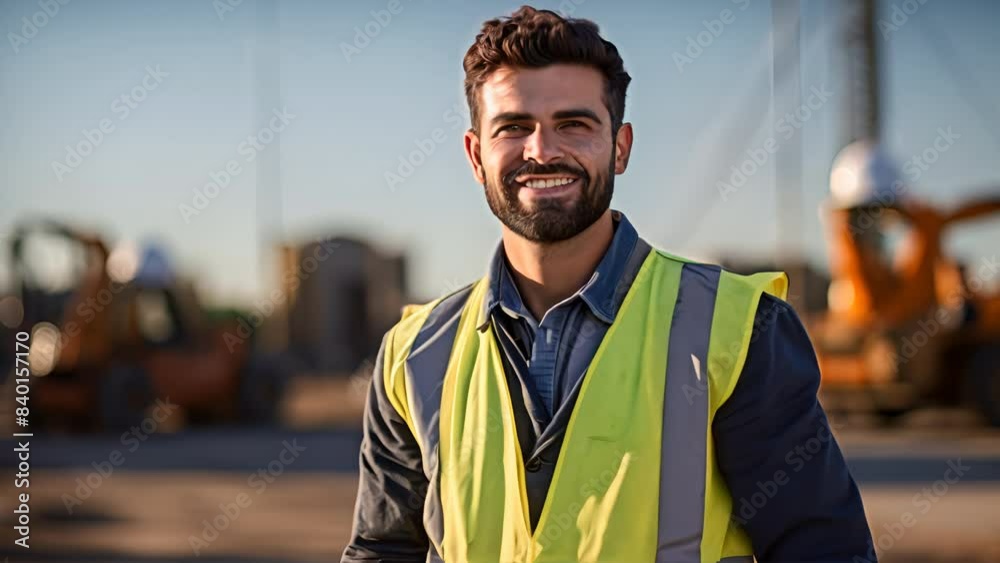 Handsome young engineer smiling at camera Handsome young engineer smiling at camera