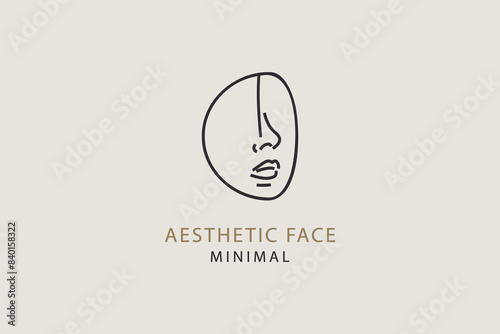 Woman face contour minimal aesthetic logo design.