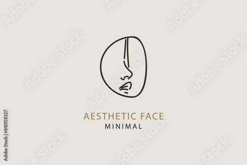 Woman face contour minimal aesthetic logo design.