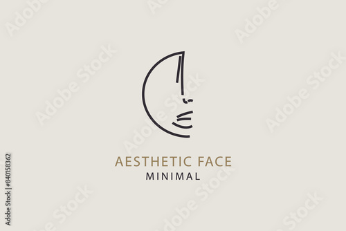 Woman face contour minimal aesthetic logo design.