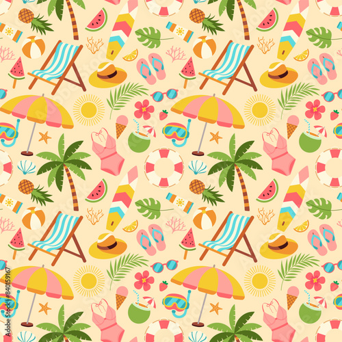 Summer Vibes: A Playful Pattern of Beach Fun