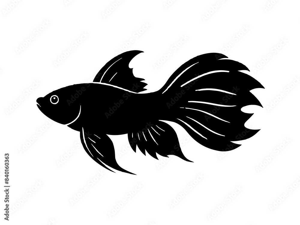 Fototapeta premium Betta fish silhouette vector illustration 