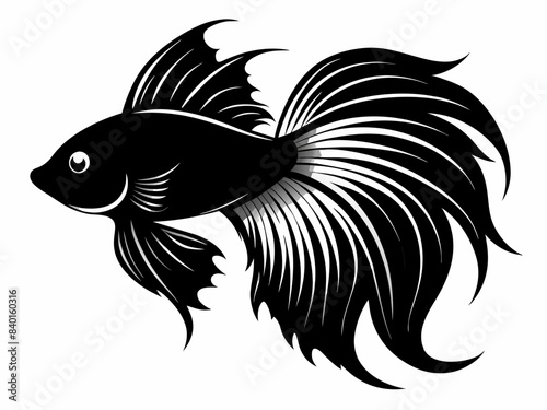 Betta fish silhouette vector illustration 