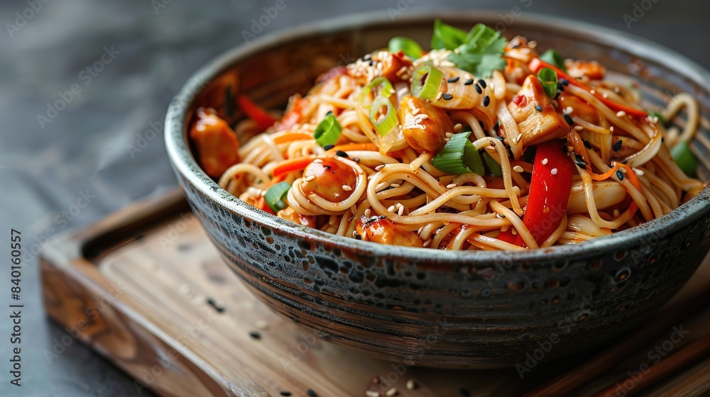 Stir-fried Noodles with Chicken and Vegetable Chow Mein Stir-fried Noodles with Chicken and Vegetable Chow Mein