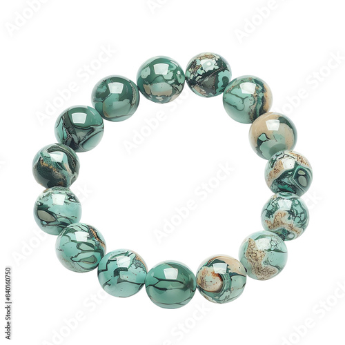 Elegant green and white beaded stone bracelet on a white background. Perfect for fashion, accessories, and jewelry design concepts.