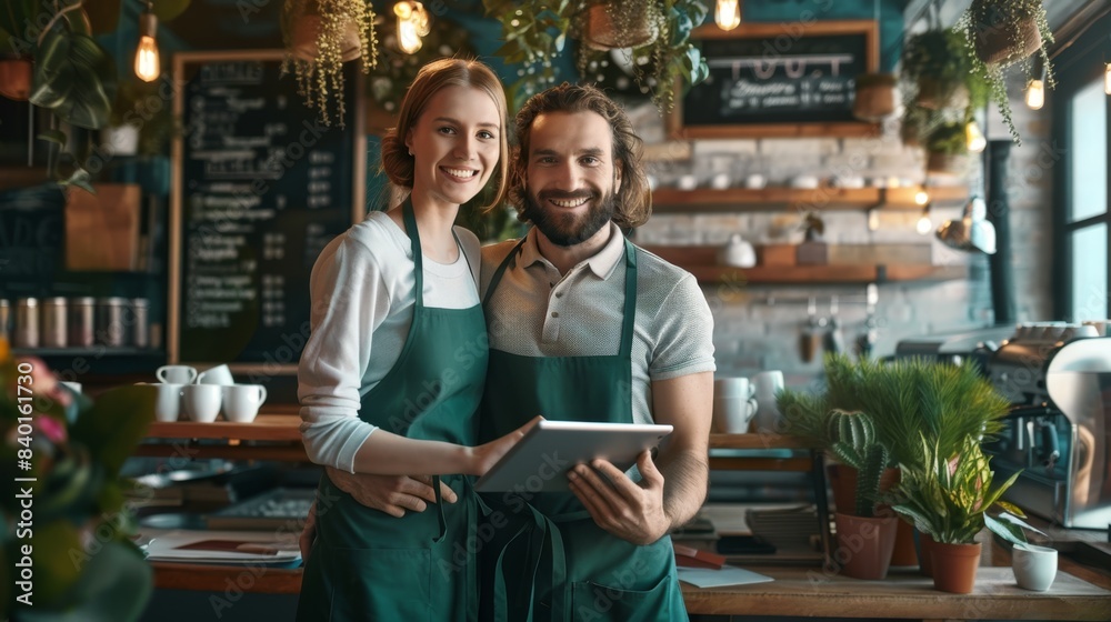 Obraz premium The Cafe Owners Smiling