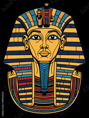 Egyptian pharaoh. Vector illustration. Isolated on black background.