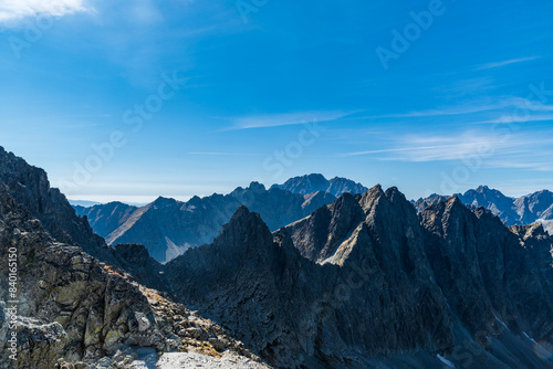 High Tatras mountains with highest Gerlachovsky stit mountain peak from Sedielko mountain pass in Slovakia