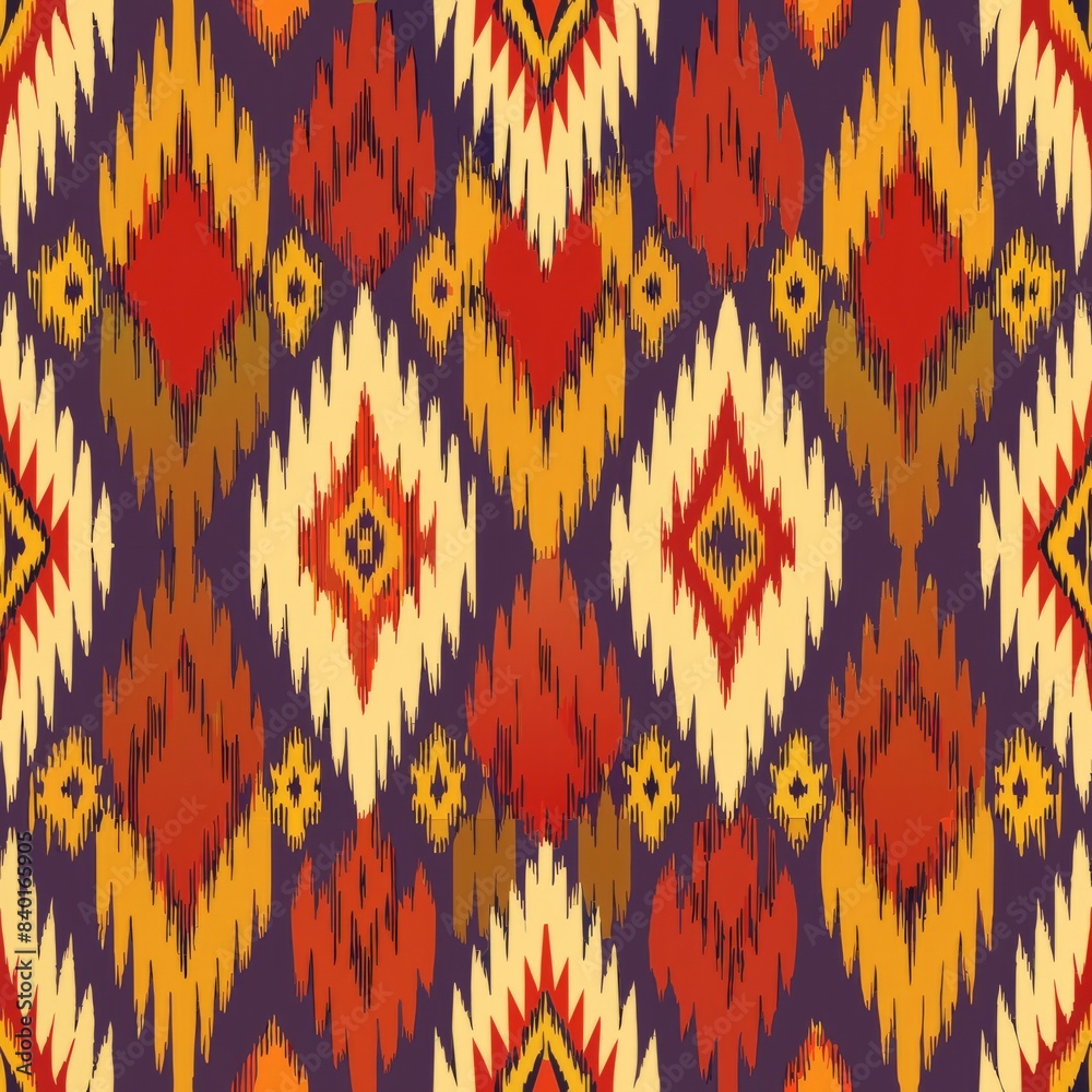 Seamless pattern of handwoven ikat designs, originating from various cultures including Central Asia and Southeast Asia, Generative AI Seamless pattern of handwoven ikat designs, originating from various cultures including Central Asia and Southeast Asia, Generative AI