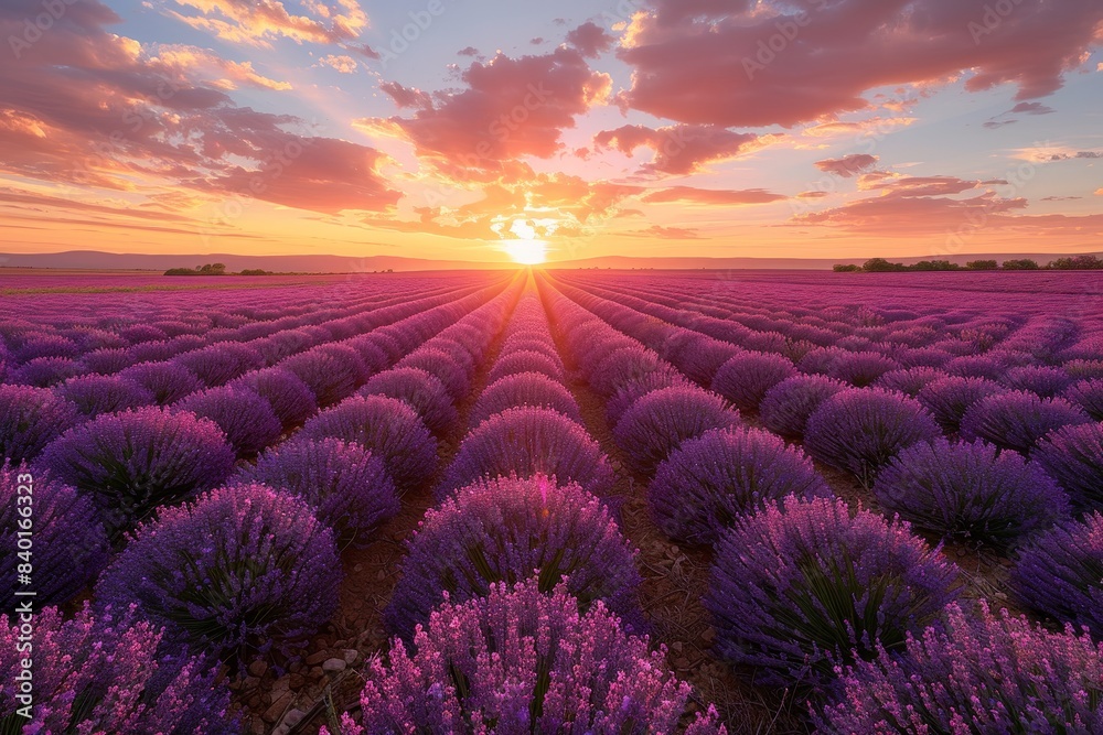 Aromatic lavender fields in bloom, symbolizing relaxation and beauty. Aromatic lavender fields in bloom, symbolizing relaxation and beauty.