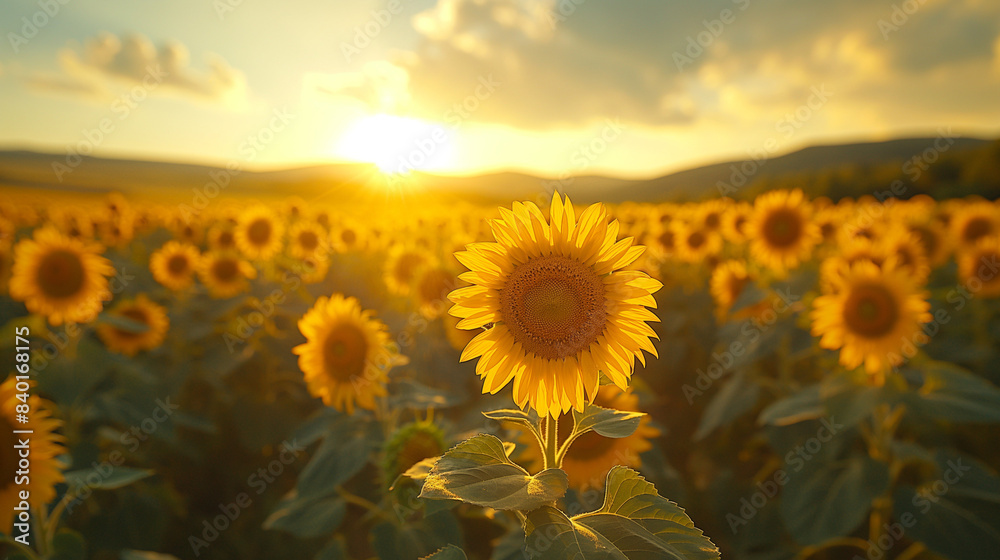 Fototapeta premium Huge sunflower fields in the Provence France - travel photography.
