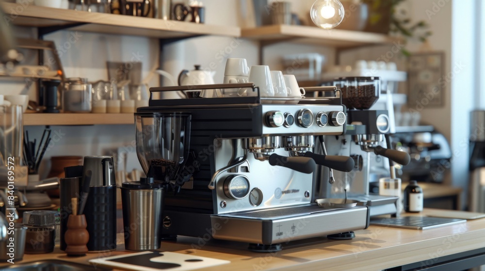 Mastering the Art of Espresso Professional Barista Workspace with HighEnd Equipment Blank Business Cards and Coffee Art Tools for Creative Practice and Networking Mastering the Art of Espresso Professional Barista Workspace with HighEnd Equipment Blank Business Cards and Coffee Art Tools for Creative Practice and Networking