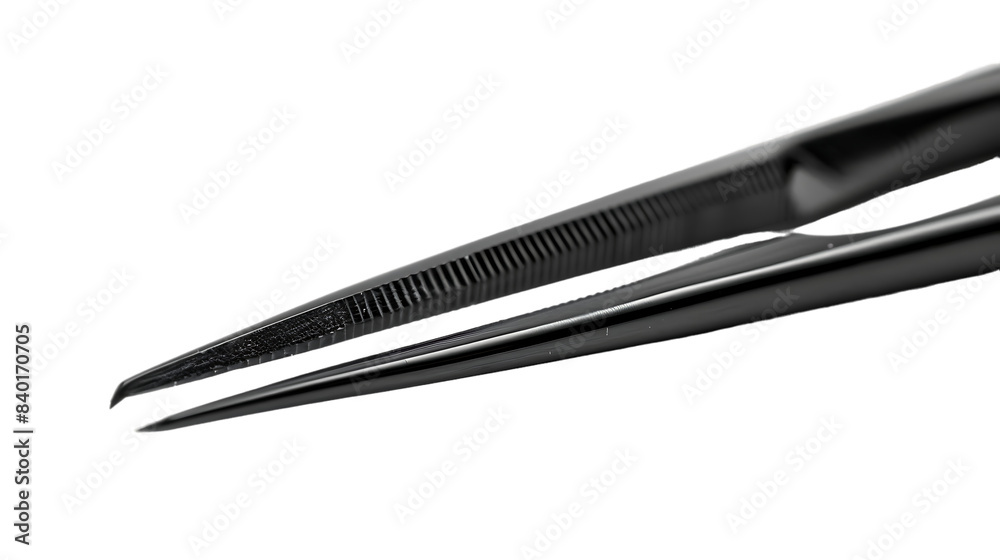 Black eyebrow tweezers isolated on transparent background