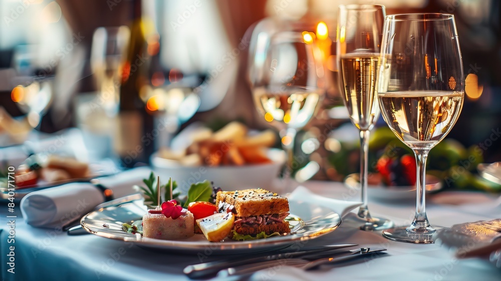 Luxury food service, main course served at a restaurant or formal dinner event in classic English style Luxury food service, main course served at a restaurant or formal dinner event in classic English style