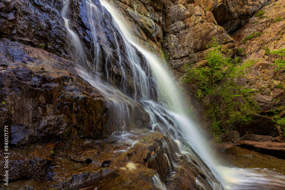 Gadelsha waterfall is the largest waterfall in the Southern Urals on a summer sunny day Gadelsha waterfall is the largest waterfall in the Southern Urals on a summer sunny day