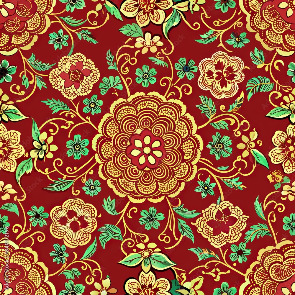 Seamless pattern of traditional Chinese embroidery motifs, showcasing intricate stitches and delicate patterns, Generative AI Seamless pattern of traditional Chinese embroidery motifs, showcasing intricate stitches and delicate patterns, Generative AI