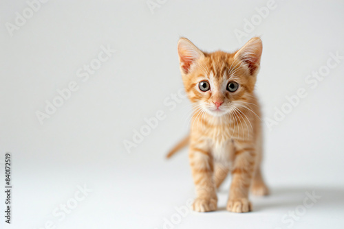 a cat standing on a white surface