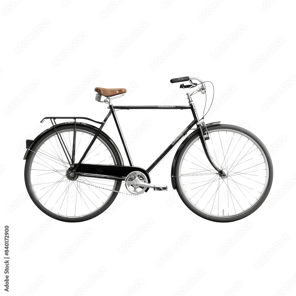 Classic black bicycle with a brown saddle and silver rims, perfect for urban commutes and leisurely rides. Old-fashioned charm meets modern convenience. Classic black bicycle with a brown saddle and silver rims, perfect for urban commutes and leisurely rides. Old-fashioned charm meets modern convenience.