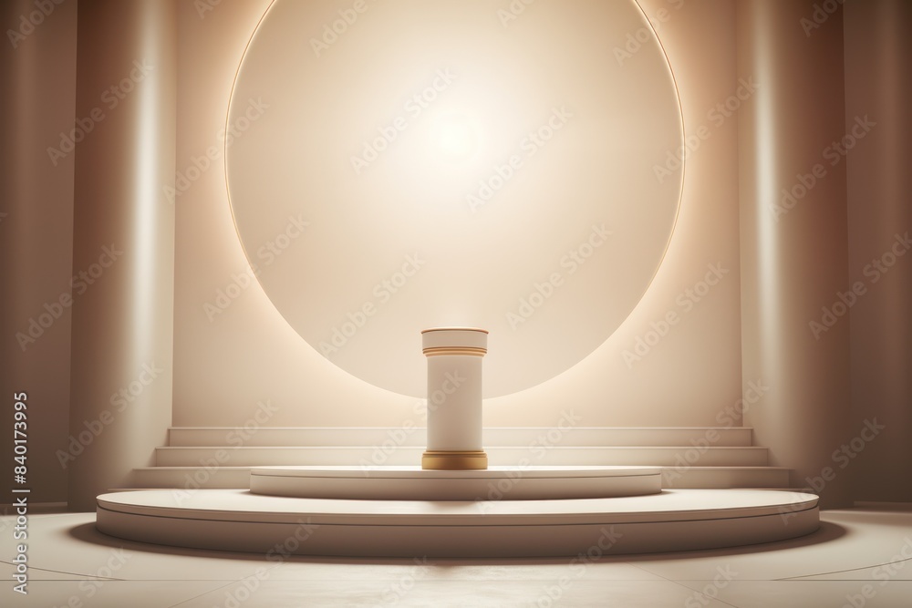 podium illuminated by a soft spotlight, casting a dramatic glow against the stark white backdrop. podium illuminated by a soft spotlight, casting a dramatic glow against the stark white backdrop.