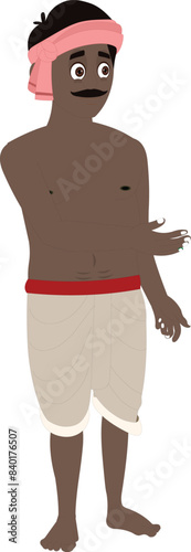 Indian Village farmer cartoon character. Farmer standing talking. Indian character. Asian man
