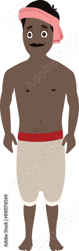 Indian Village farmer cartoon character. Farmer standing front view. Indian character. Asian man