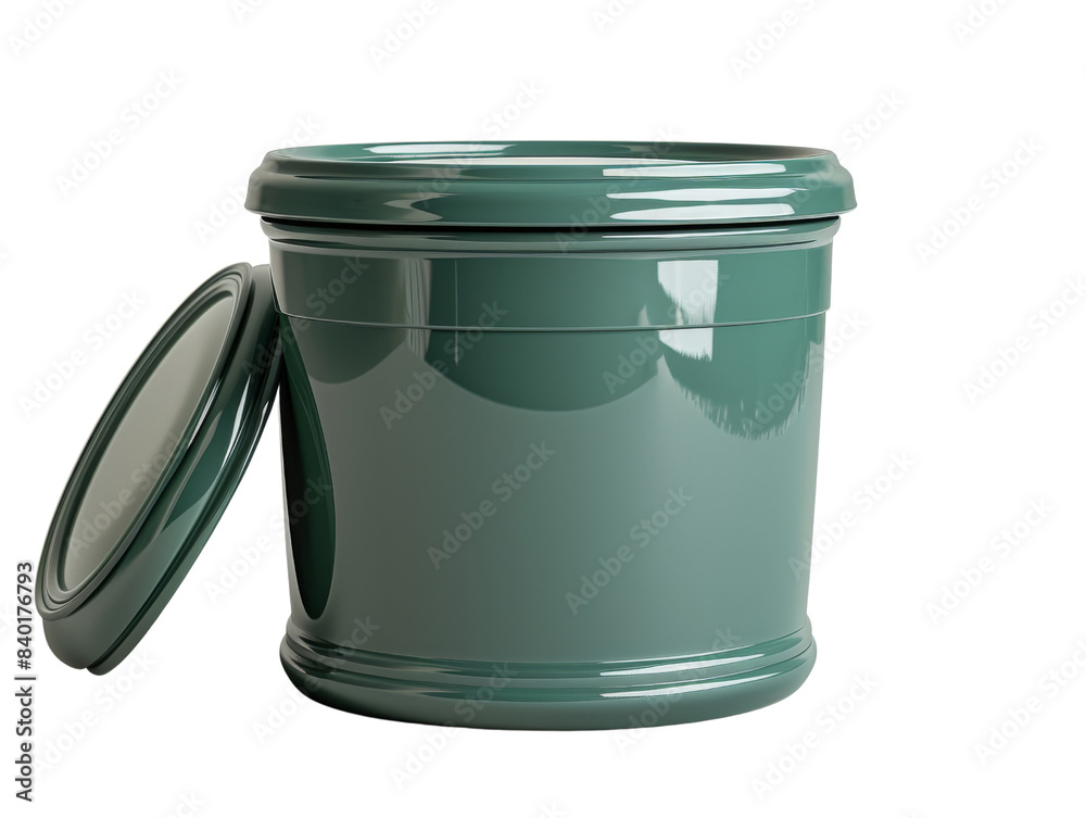 Green plastic container with an open lid, ideal for storage solutions, featuring a minimalist design and glossy finish against a white background. Green plastic container with an open lid, ideal for storage solutions, featuring a minimalist design and glossy finish against a white background.