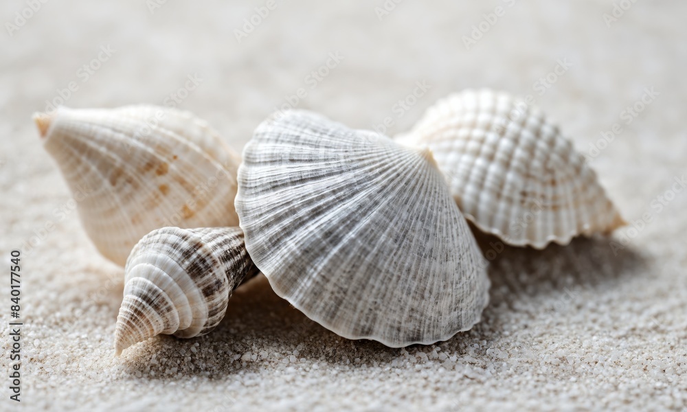 Seashells resting on sand Seashells resting on sand