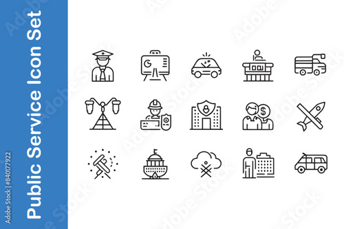 Public service icon set with vector.