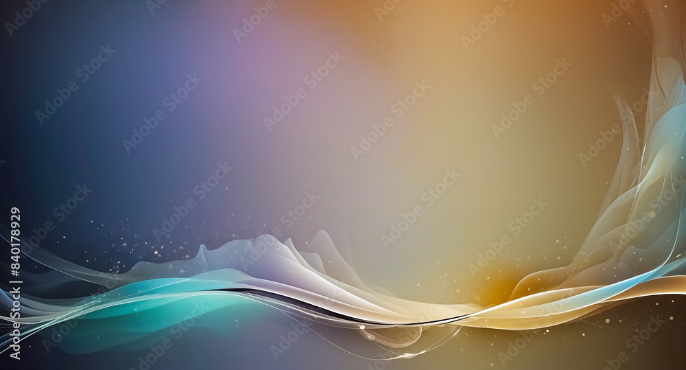 Fototapeta premium Abstract Blue and Gold Background with Glowing Waves