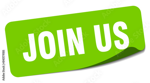 join us sticker. join us label