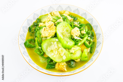 Chinese summer recipe: fried sponge gourd with eggs photo