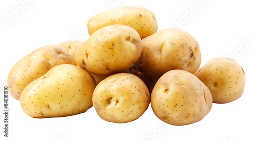 Fresh raw organic potatoes isolated on transparent background
