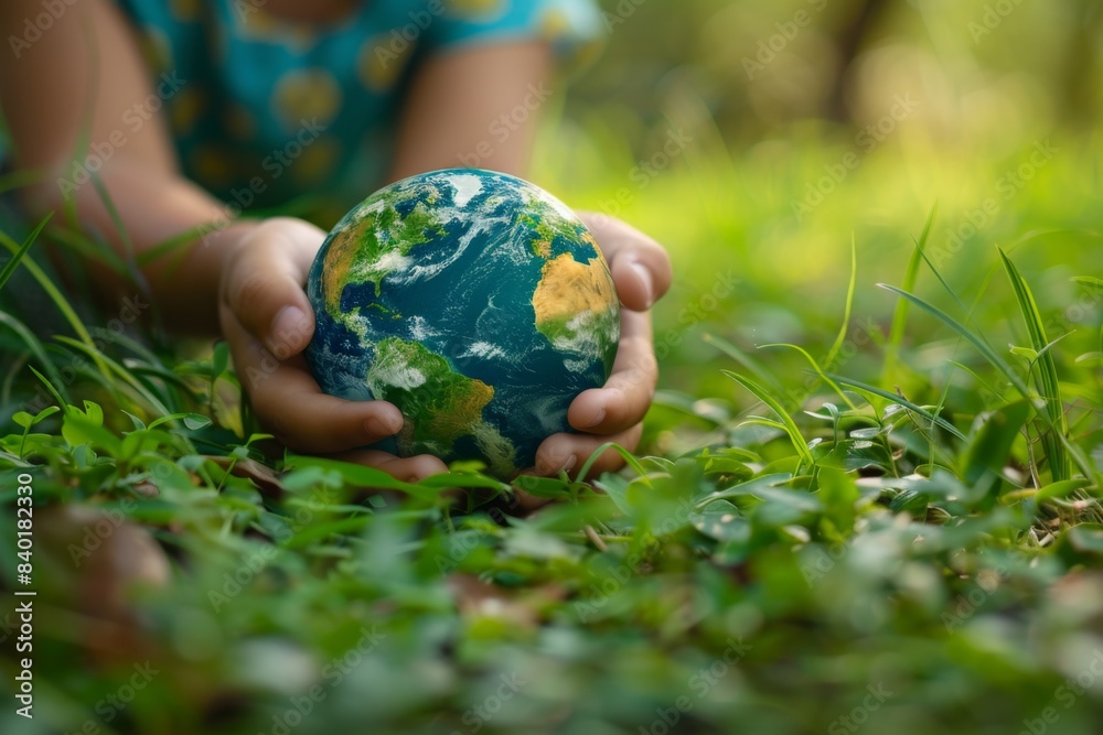 Person holding small earth grass Person holding small earth grass