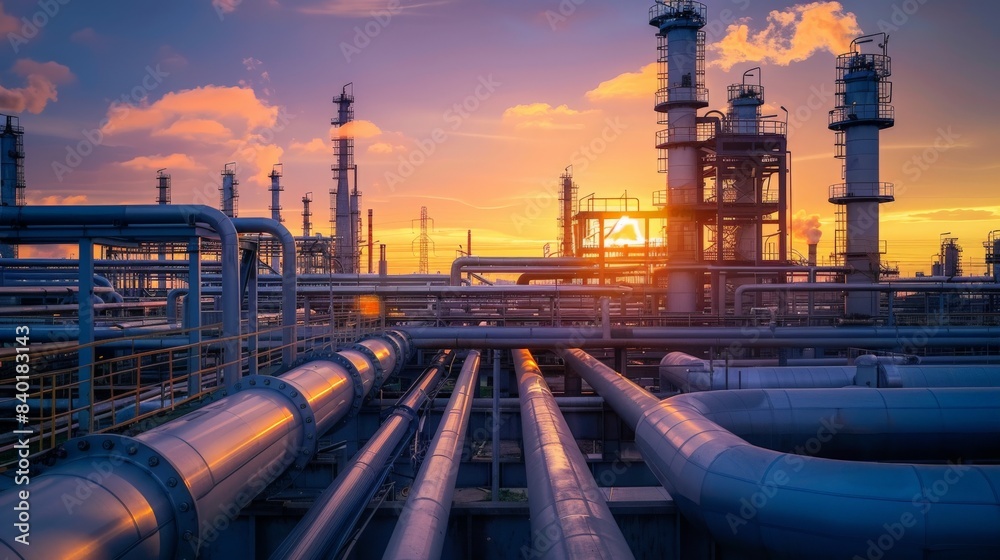 Pipeline and pipe rack of petroleum, chemical, hydrogen or ammonia industrial plant, industrial zone. Pipeline and pipe rack of petroleum, chemical, hydrogen or ammonia industrial plant, industrial zone.