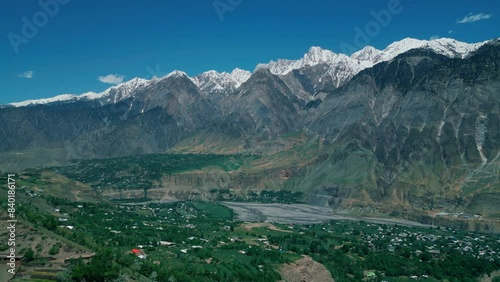 Aerial View Of Valley Surrounded By Hindu Kush Mountain Range, Chitral, Khyber Pukhtoon Khwa, Pakistan photo