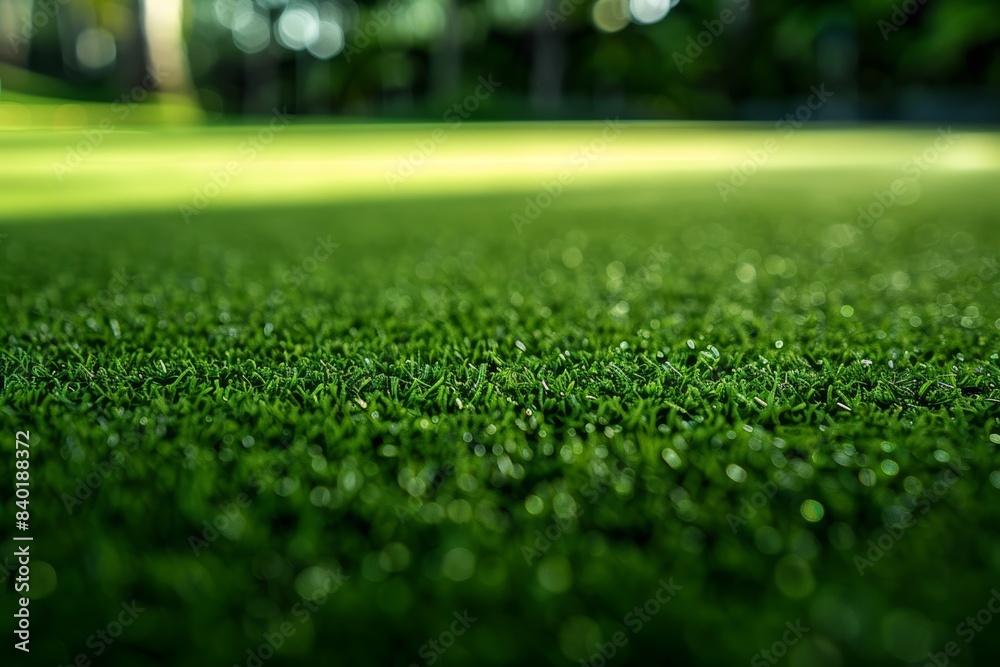 Naklejka premium Dewy Grass Close-Up in the Morning Light. Generative AI.