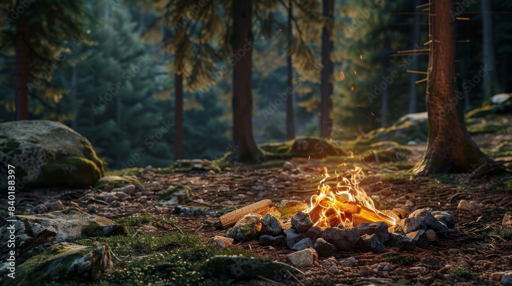 campfire in forest campfire in forest