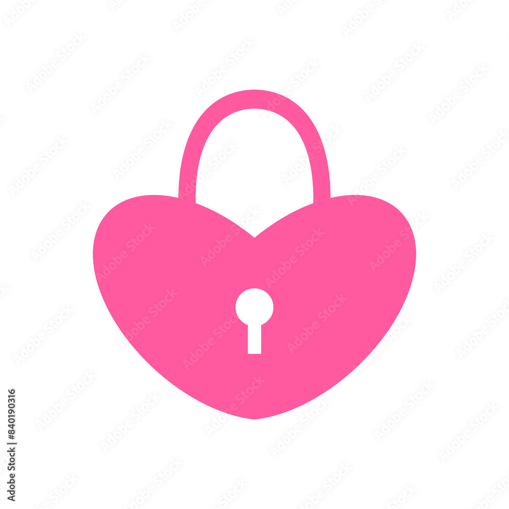 Pink love padlock icon with simple and modern design Pink love padlock icon with simple and modern design