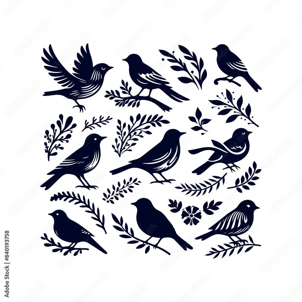 Obraz premium bird silhouette Clip art isolated vector illustration on white background