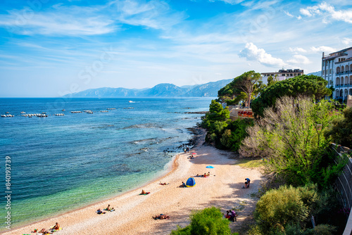 View of Cala Gonone beach. Part of the municipality of Dorgali, in the province of Nuoro (Sardinia Island), it is famous for its beaches, tourist resorts and its sea clear and crystal waters. photo