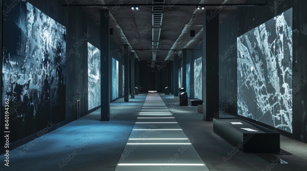 Immersive Digital Art Interactive Installations and Projected Artworks in a Contemporary Exhibition Space