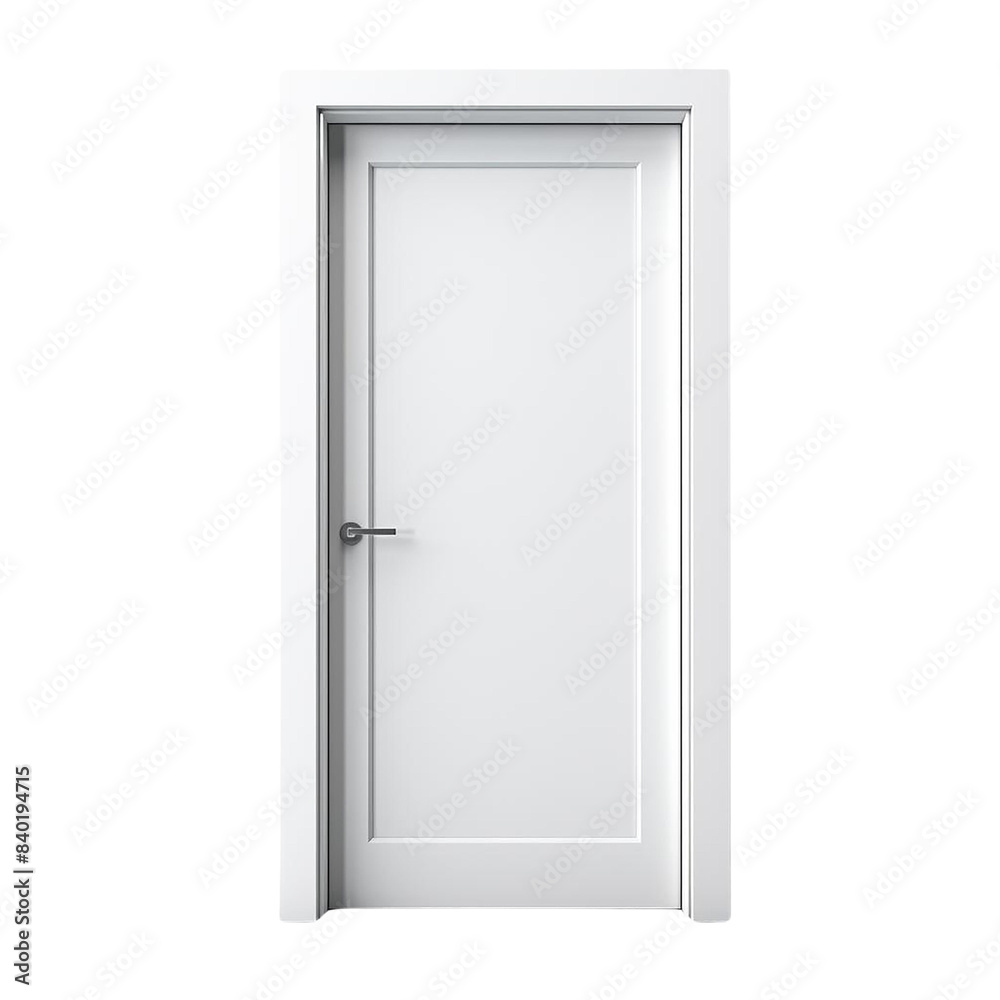 A closed white door isolated on transparent background. A closed white door isolated on transparent background.