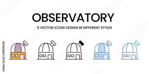 Observatory icons vector set stock illustration.