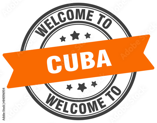 Welcome to Cuba stamp. Cuba round sign